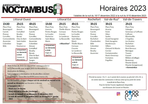 Horaire du Noctambus