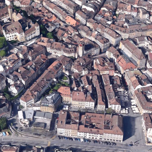 Une vue aérienne de la vieille ville de Neuchâtel