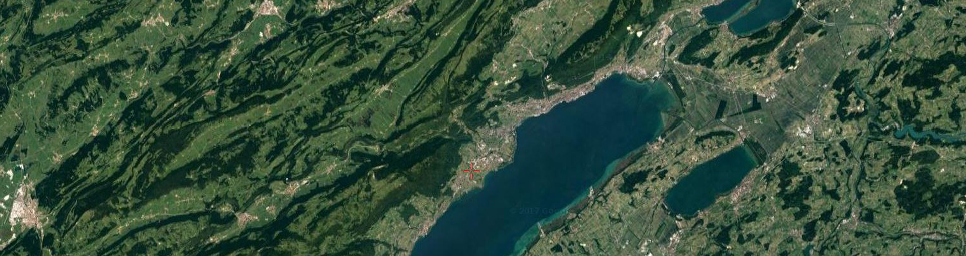 Une vue de Neuchâtel et de la région des trois lacs par satellite