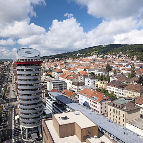 La Chaux-de-Fonds, ville en damier inscrite au patrimoine de l'Unesco pour son urbanisme horloger.