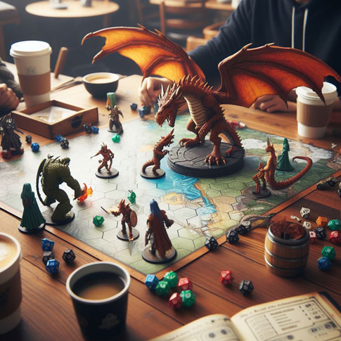 Un plateau de jeu avec des dragons