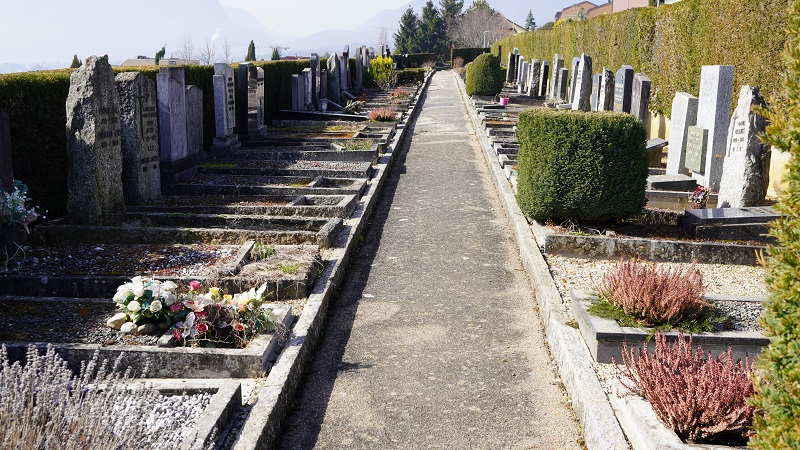 Une vue du cimetière de Peseux